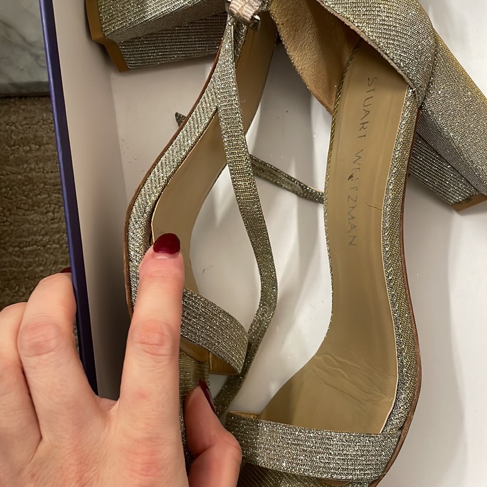 Stuart weitzman nudist sandal in silver sequin - Picture 3 of 3